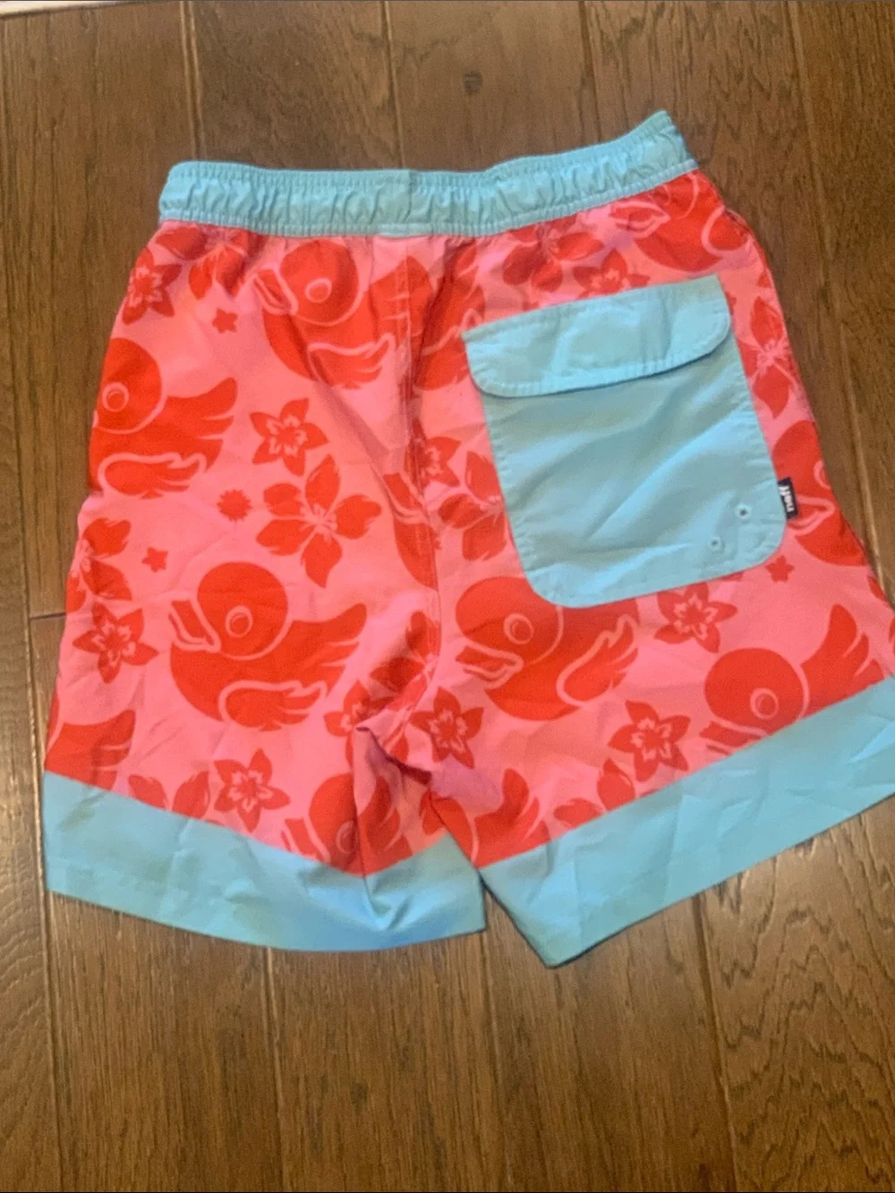 Neff Mens Pink Red Floral Duck Print Board Shorts Swim Trunks Medium